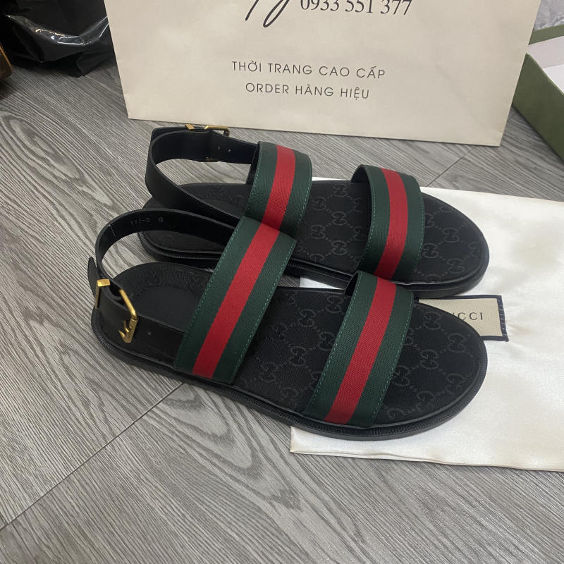 Dép Gucci nam sandal họa tiết quai viền xanh đỏ về trả khách