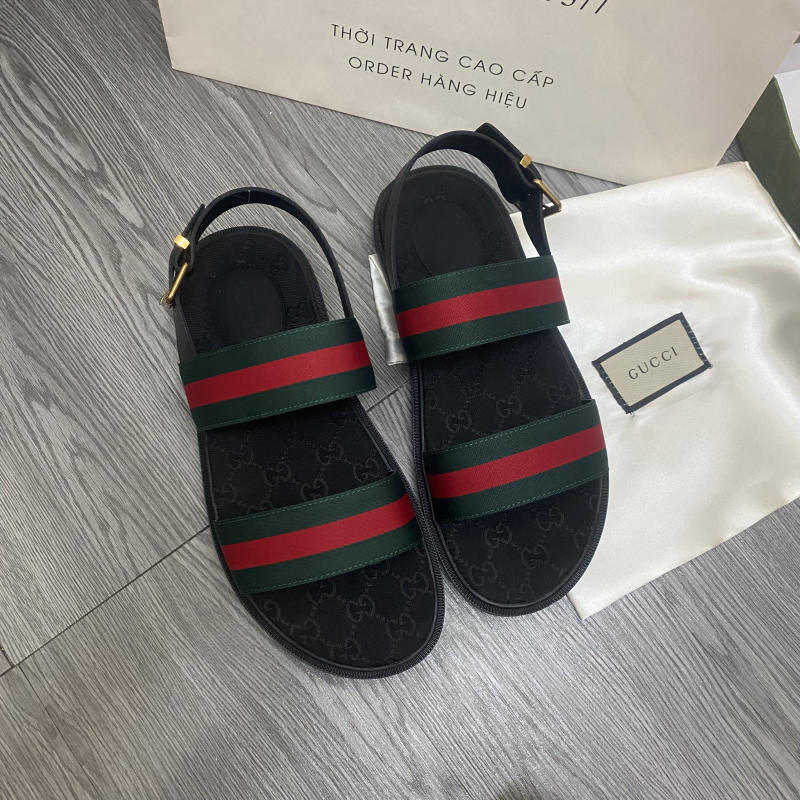 Dép Gucci nam sandal họa tiết quai viền xanh đỏ về trả khách