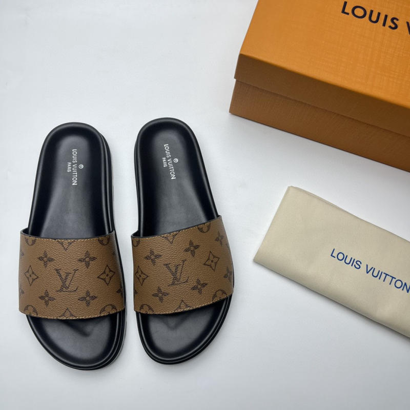 Dép nam Louis Vuitton màu nâu các loại siêu cấp 1:1