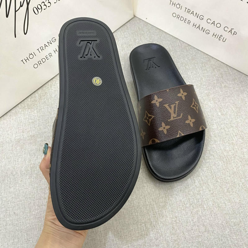 Dép nam Louis Vuitton màu nâu siêu cấp 1:1 trả khách