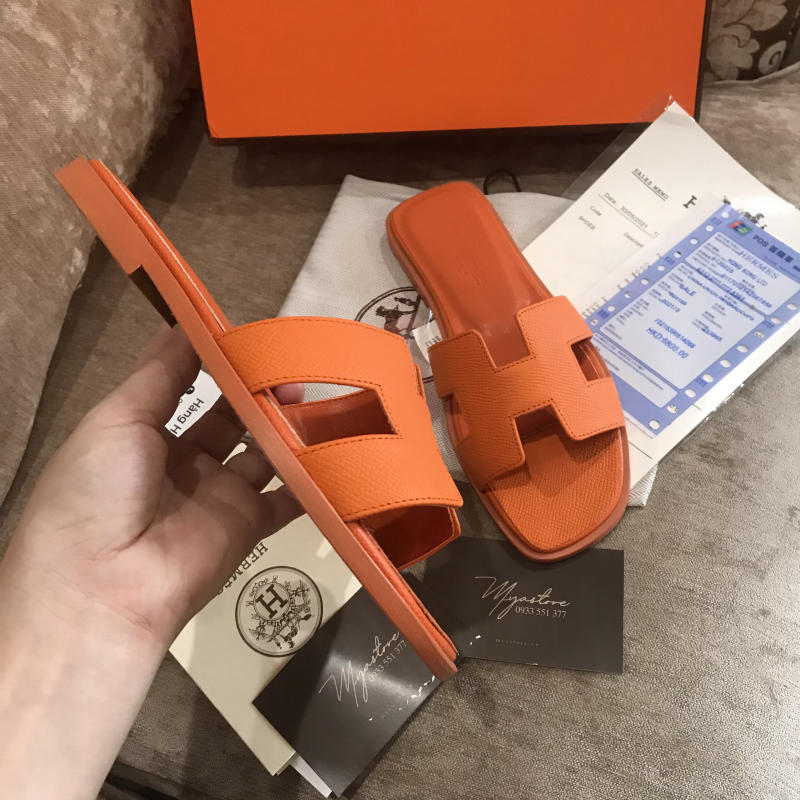 Dép nữ Hermes màu cam hàng hiệu siêu cấp trả khách 