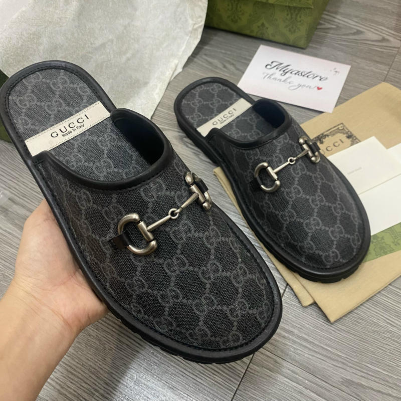 Dép sục Gucci Đen họa tiết monogram siêu cấp về trả khách