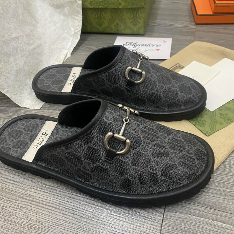 Dép sục Gucci Đen họa tiết monogram siêu cấp về trả khách