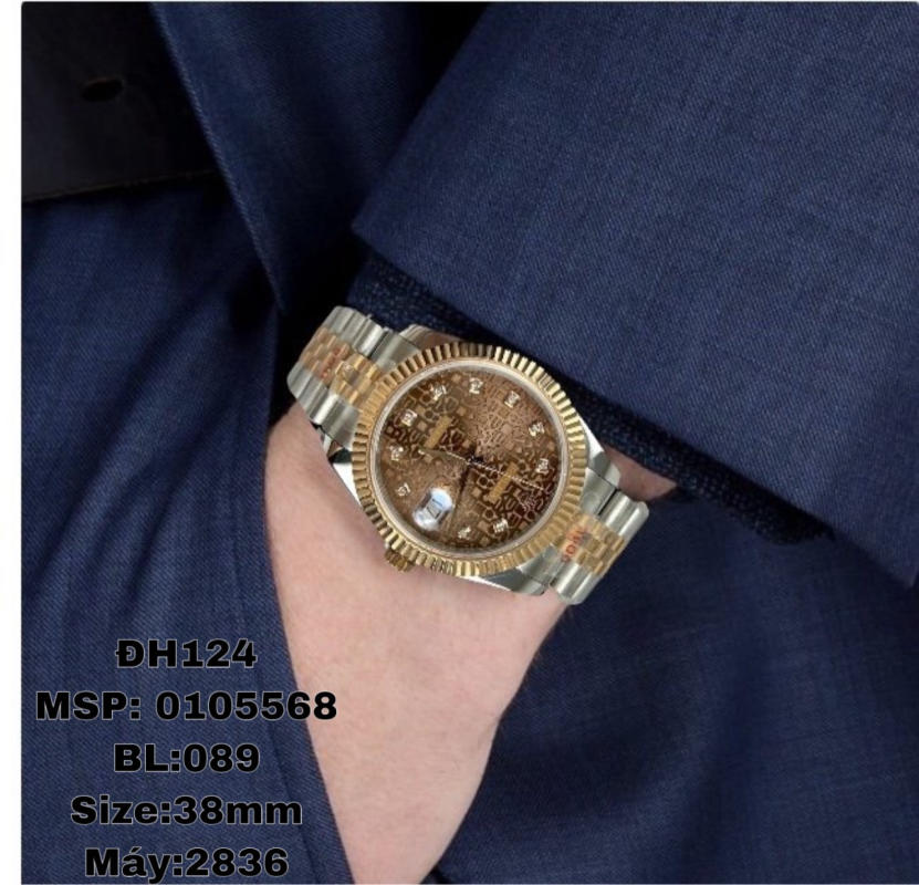 Đồng hồ nam Rolex Datejust Clean Calibre mặt nâu vàng siêu cấp 1:1