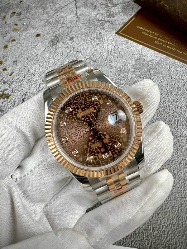 Đồng hồ nam Rolex Datejust Clean Calibre mặt nâu vàng siêu cấp 1:1