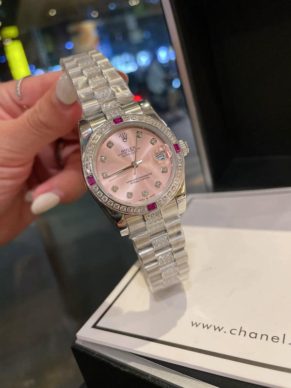 Đồng hồ nữ Rolex Journal vỏ thép không gỉ 316 đính kim cương pha lê Swarovski bạch kim siêu cấp 1:1