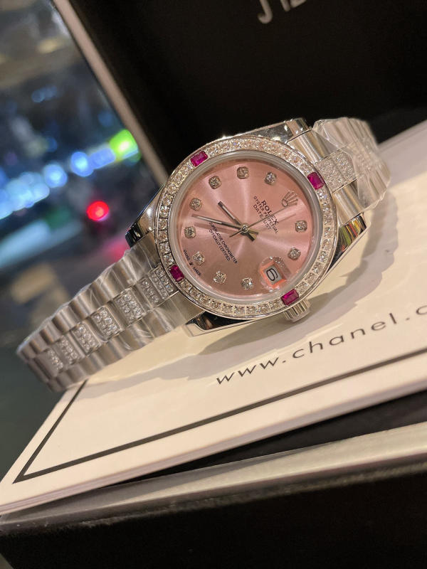 Đồng hồ nữ Rolex Journal vỏ thép không gỉ 316 đính kim cương pha lê Swarovski bạch kim siêu cấp 1:1