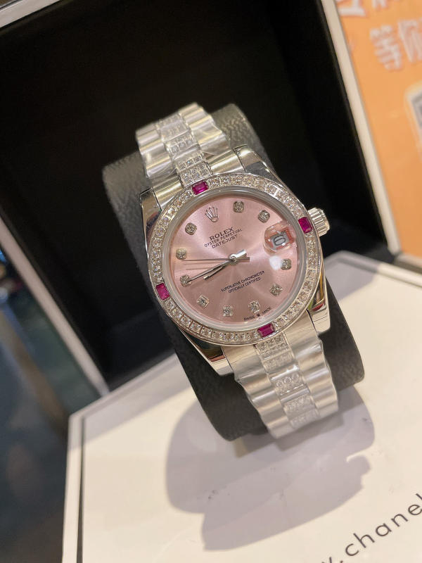 Đồng hồ nữ Rolex Journal vỏ thép không gỉ 316 đính kim cương pha lê Swarovski bạch kim siêu cấp 1:1