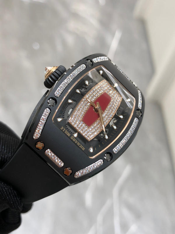 Đồng hồ Richard Mille Diamond đen mặt đỏ siêu cấp 1:1