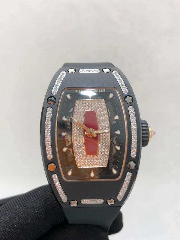 Đồng hồ Richard Mille Diamond đen mặt đỏ siêu cấp 1:1