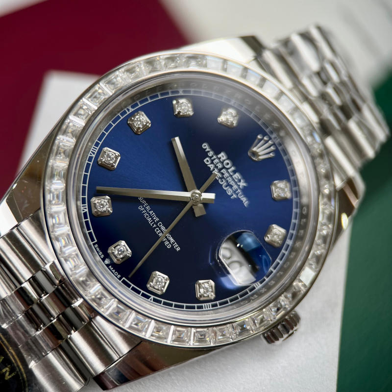 Đồng hồ Rolex DateJust Clean 41 New 2023 Blue Dial siêu cấp 1:1