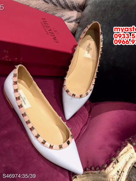 Giày bệt nữ mũi nhọn Valentino da bò siêu cấp Size: 35-39 (VAL14101801)