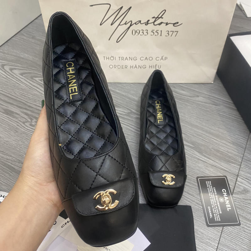 Giày cao gót Chanel đen nữ siêu cấp 1:1