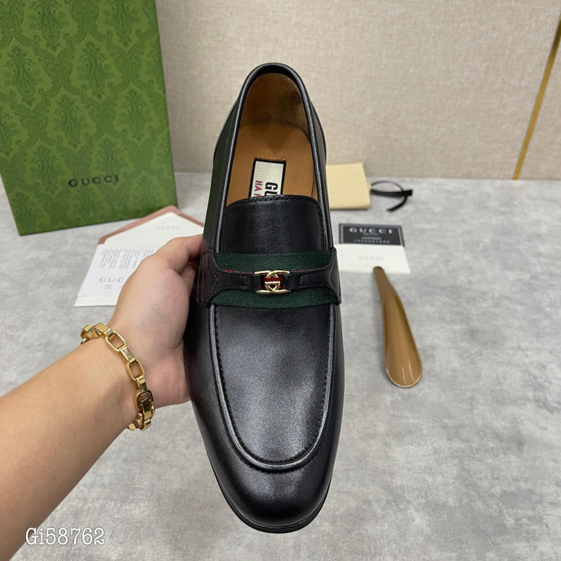 Giày công sở nam Gucci logo GG lồng nhau da trơn siêu cấp 1:1