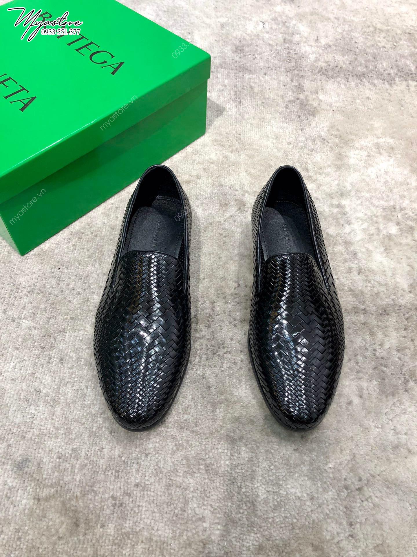 Giày da nam công sở Bottega Veneta màu đen siêu cấp 1:1