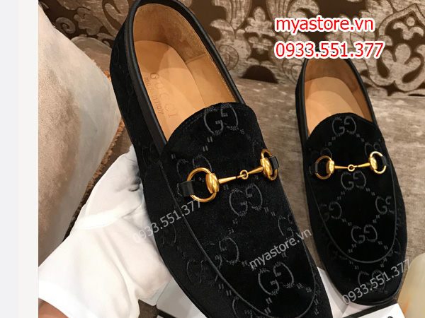 Giày Gucci nam siêu cấp trả khách da nhung màu đen