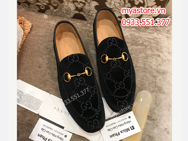 Giày Gucci nam siêu cấp trả khách da nhung màu đen