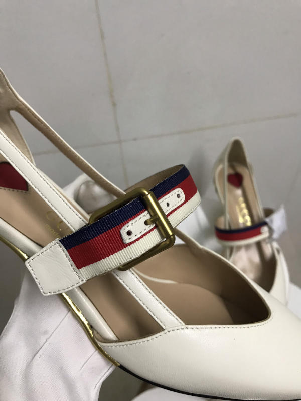 Giày Gucci nữ cao 5cm siêu cấp màu trắng sữa