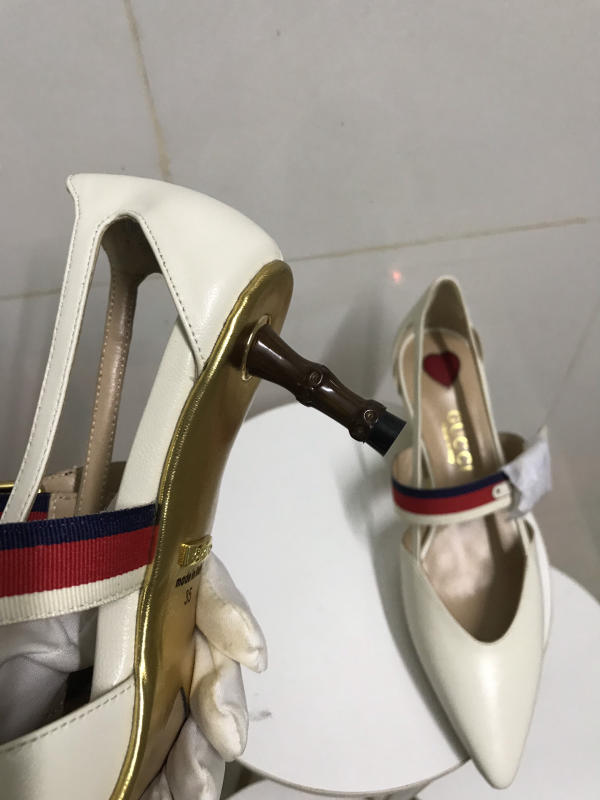 Giày Gucci nữ cao 5cm siêu cấp màu trắng sữa