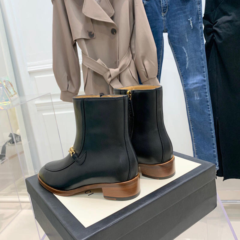 Giày nữ boot dây xích thu đông mới Gucci siêu cấp