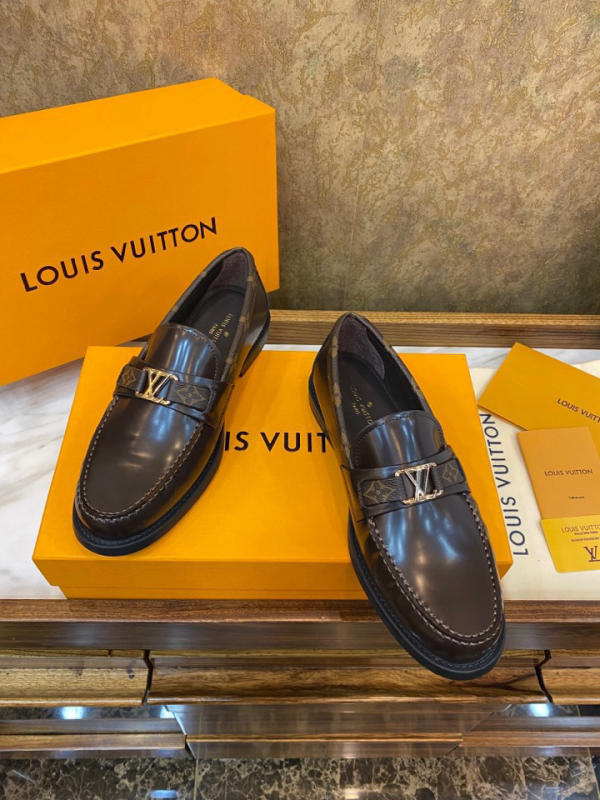 Giày tây công sở nam LV Louis Vuitton màu nâu đen siêu cấp 1:1