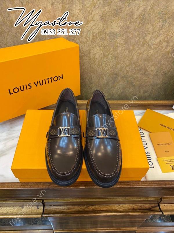 Giày tây công sở nam LV Louis Vuitton màu nâu đen siêu cấp 1:1