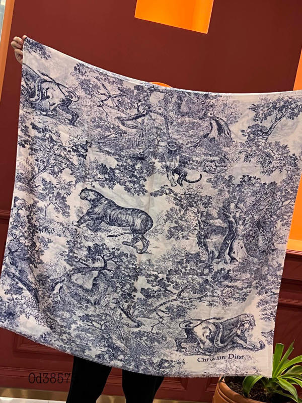 Khăn choàng cổ Dior lụa Silver Thread Long Scarf ·siêu cấp 1:1