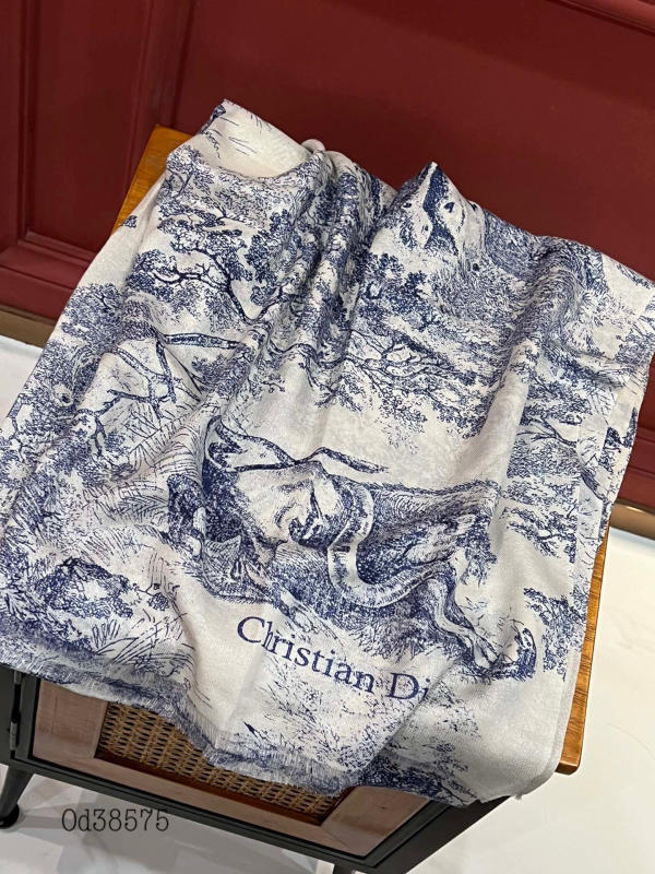 Khăn choàng cổ Dior lụa Silver Thread Long Scarf ·siêu cấp 1:1