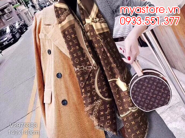 Khăn choàng cổ Louis Vuitton (LV) siêu cấp chất lụa Size 140x140cm