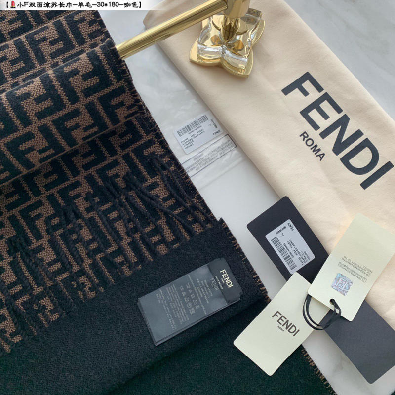 Khăn quàng cổ FENDI dài tua rua hai mặt chữ F nhỏ siêu cấp 1:1