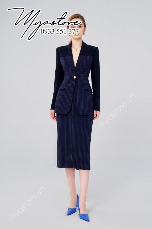 Set áo vest blazer nữ + chân váy hàng thiết kế cao cấp