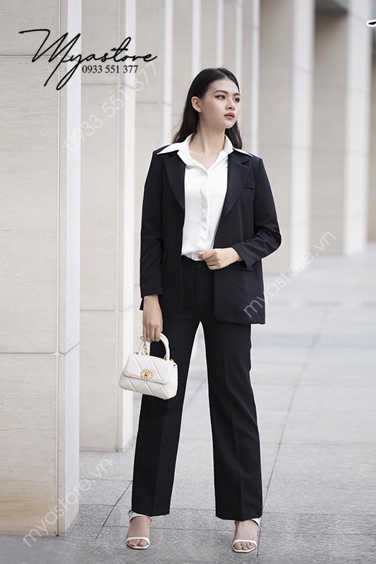 Set Blazer nữ màu đen cao cấp công sở dự tiệc 