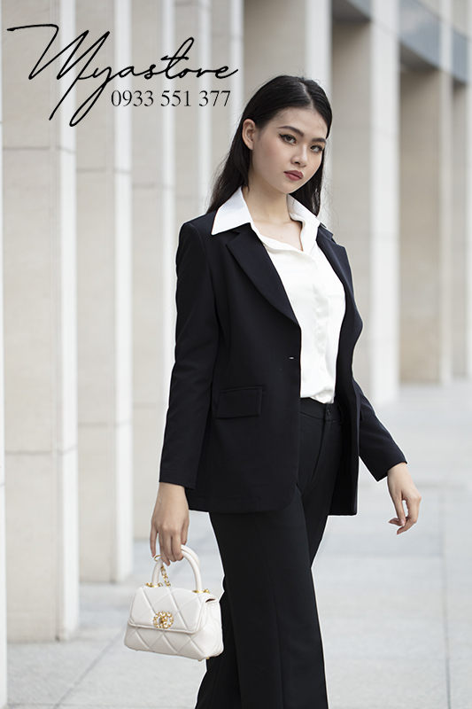 Set Blazer nữ màu đen cao cấp công sở dự tiệc 