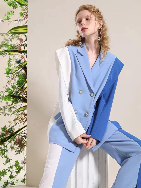 Set vest - Suit nữ cao cấp màu xanh da trời