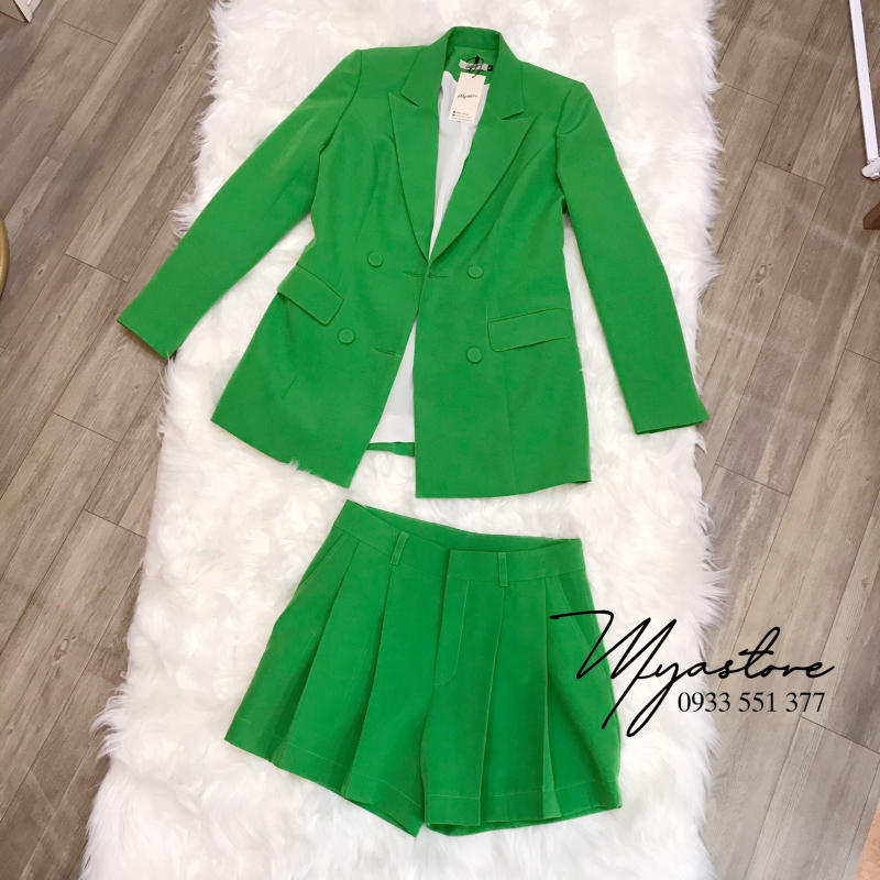 Set vest xanh két