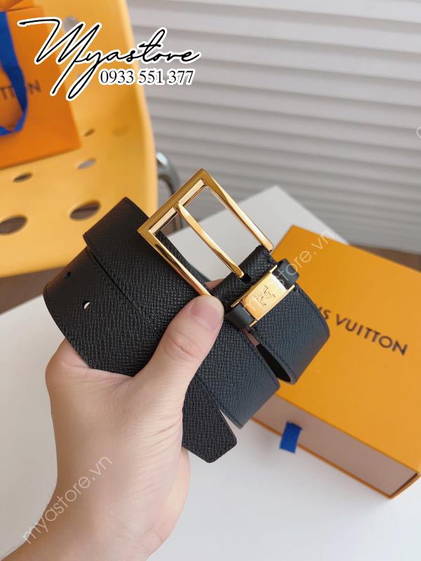 Thắt lưng Louis Vuitton trơn màu đen siêu cấp 1:1