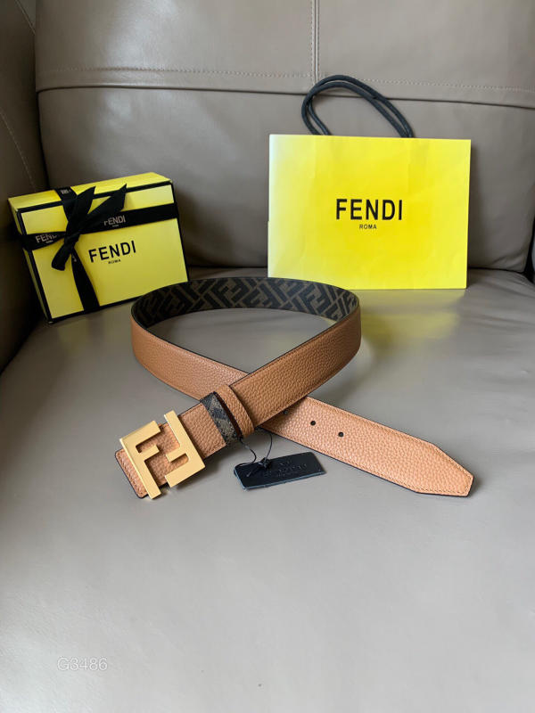 Thắt lưng nam Fendi like auth màu da bò, mặt silver, mặt vàng