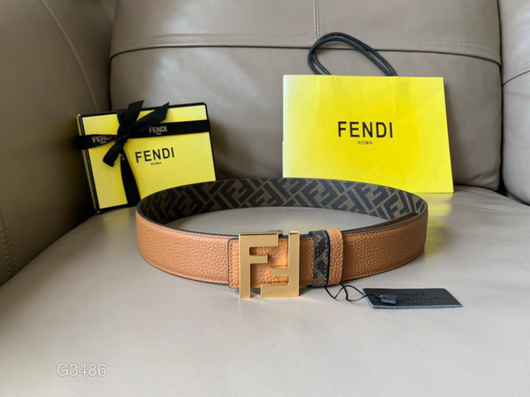 Thắt lưng nam Fendi like auth màu da bò, mặt silver, mặt vàng