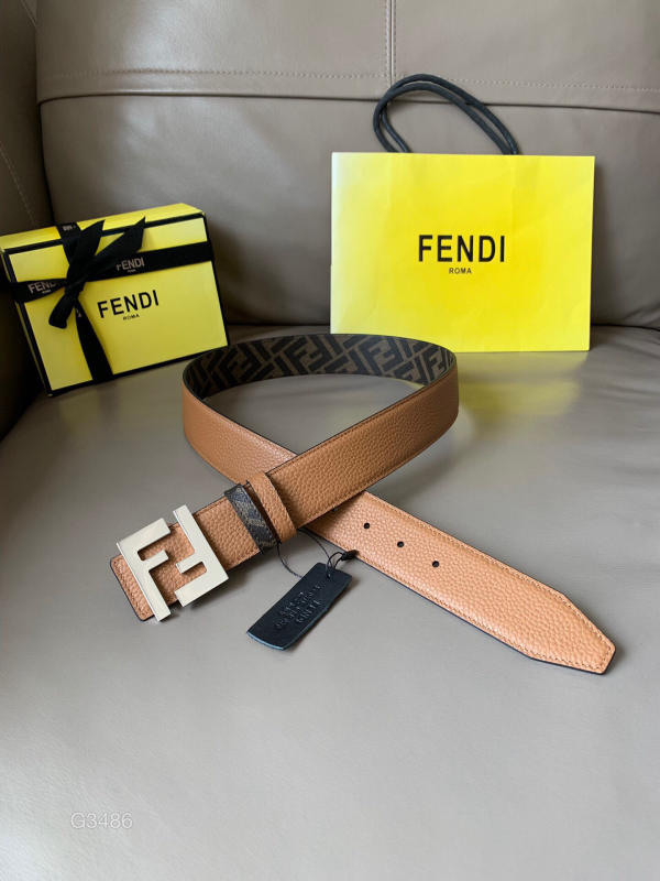 Thắt lưng nam Fendi like auth màu da bò, mặt silver, mặt vàng