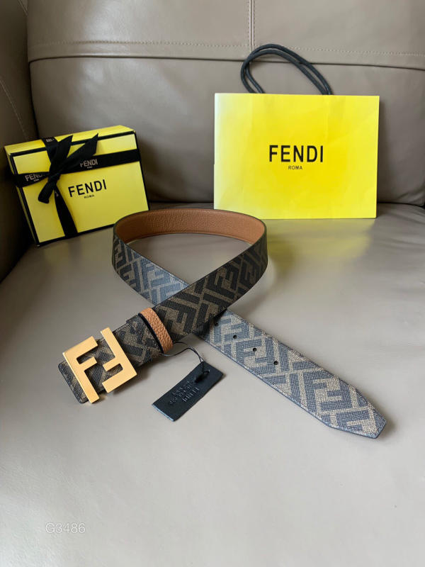 Thắt lưng nam Fendi like auth màu da bò, mặt silver, mặt vàng