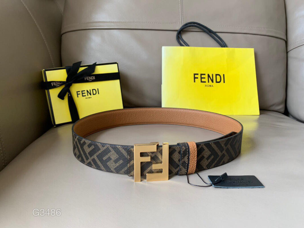 Thắt lưng nam Fendi like auth màu da bò, mặt silver, mặt vàng