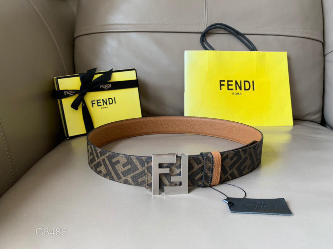 Thắt lưng nam Fendi like auth màu da bò, mặt silver, mặt vàng