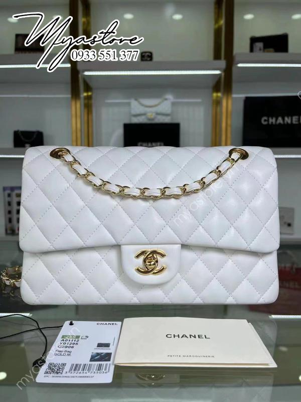 Túi Chanel Classic size 25cm siêu cấp màu trắng