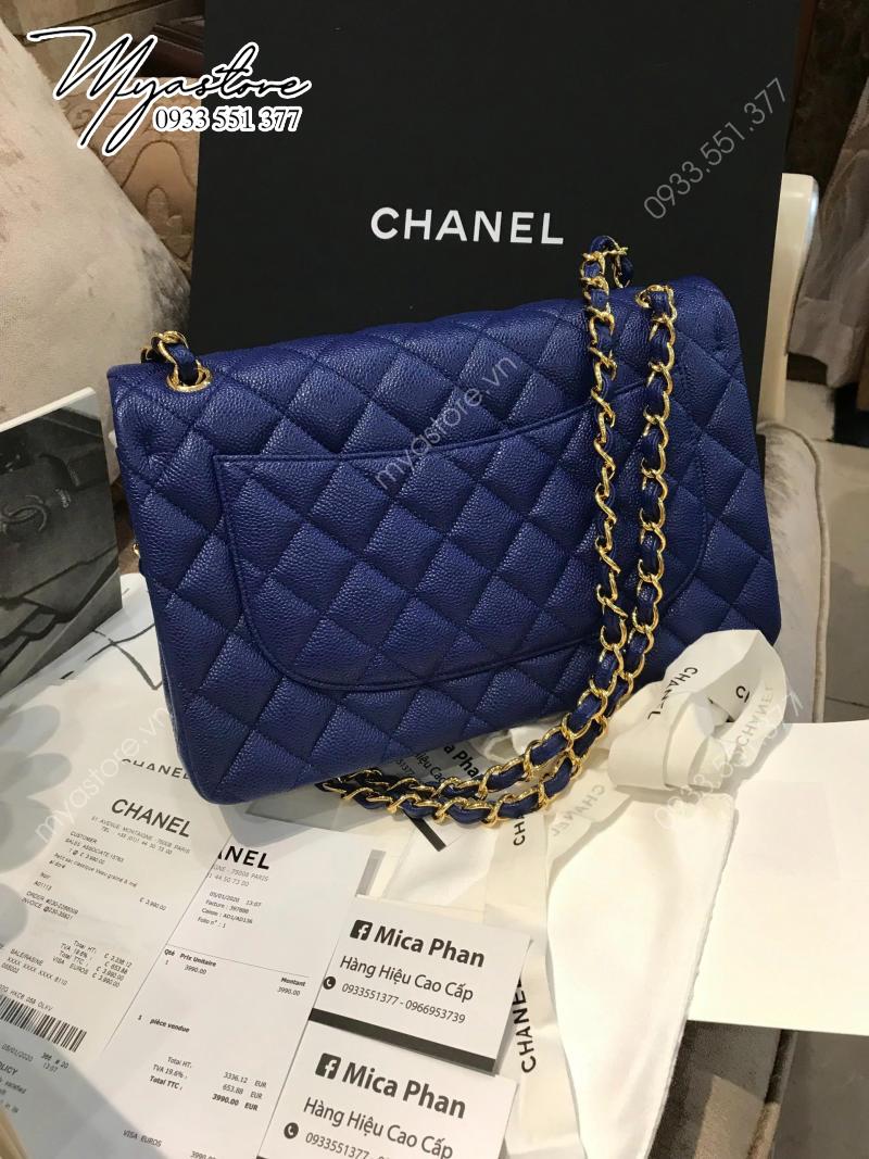 Túi Chanel Classic 30cm like auth màu xanh dương trả khách