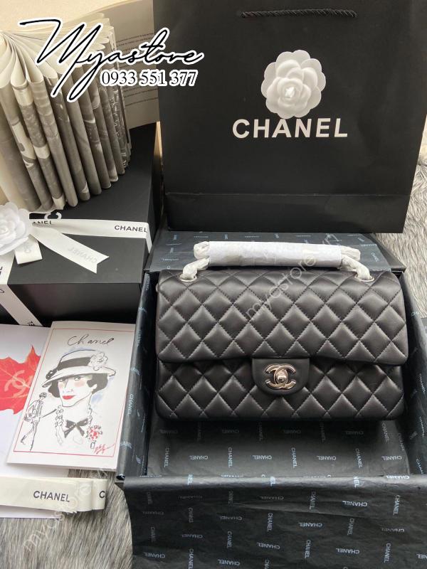 Túi Chanel Classic Cf 1112 like auth màu đen khoá trắng