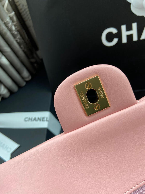 Túi Chanel Classic Cf 1112 like auth màu hồng phấn khoá vàng