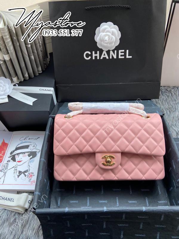 Túi Chanel Classic Cf 1112 like auth màu hồng phấn khoá vàng