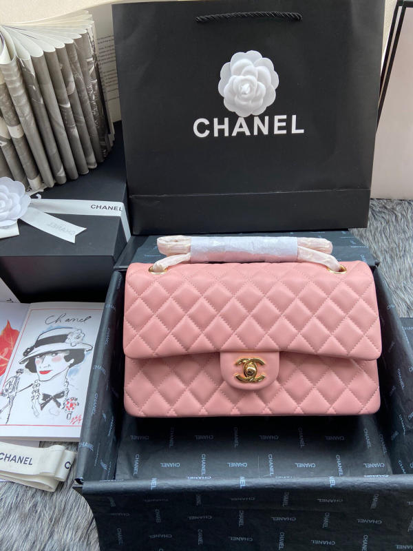 Túi Chanel Classic Cf 1112 like auth màu hồng phấn khoá vàng