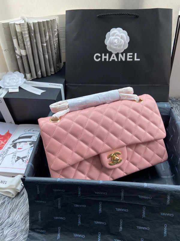 Túi Chanel Classic Cf 1112 like auth màu hồng phấn khoá vàng