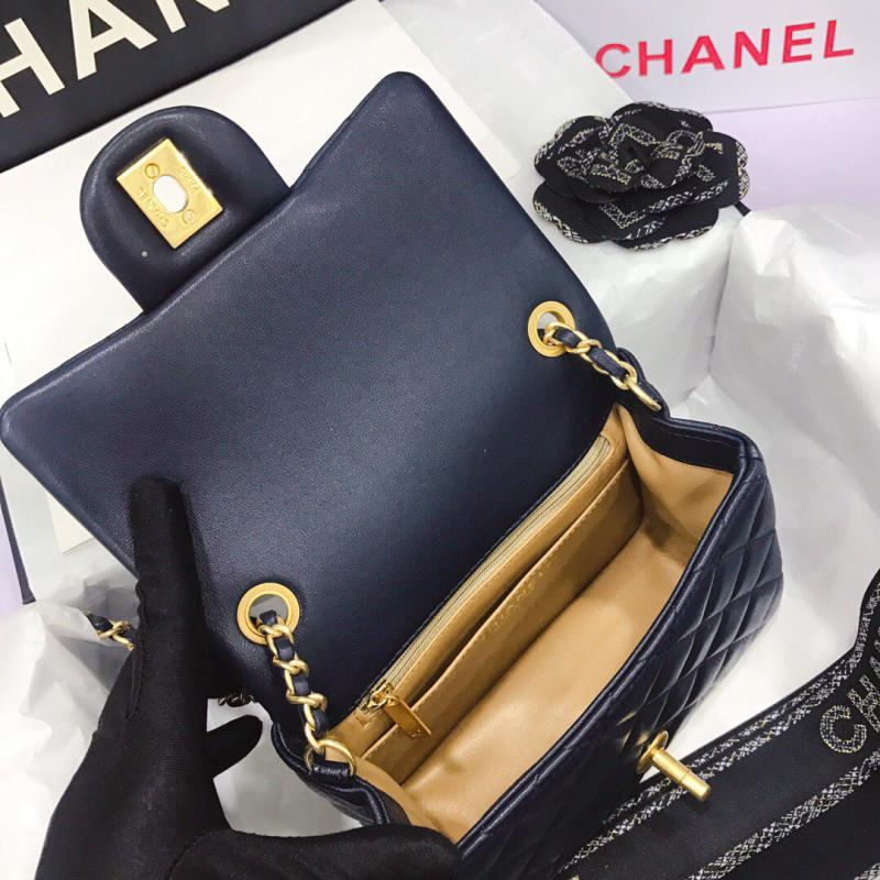 Túi Chanel mini bag Classic Flap siêu cấp màu xanh đen